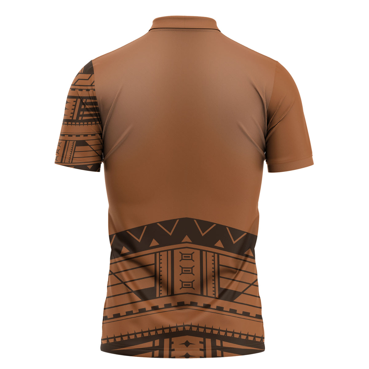Polynesian Chief Inspired Costume Zipper Polo Shirt Tribal Pattern With Tooth Necklace