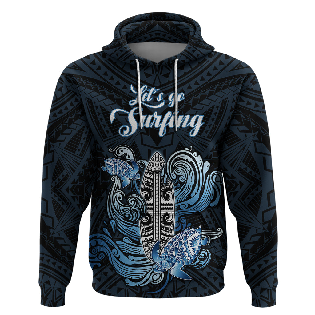 Personalised Polynesia Go Surfing Hoodie The Pacific Wave Of Water LT05 Blue - Polynesian Pride