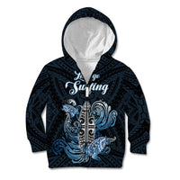 Personalised Polynesia Go Surfing Kid Hoodie The Pacific Wave Of Water LT05 Zip Hoodie Blue - Polynesian Pride