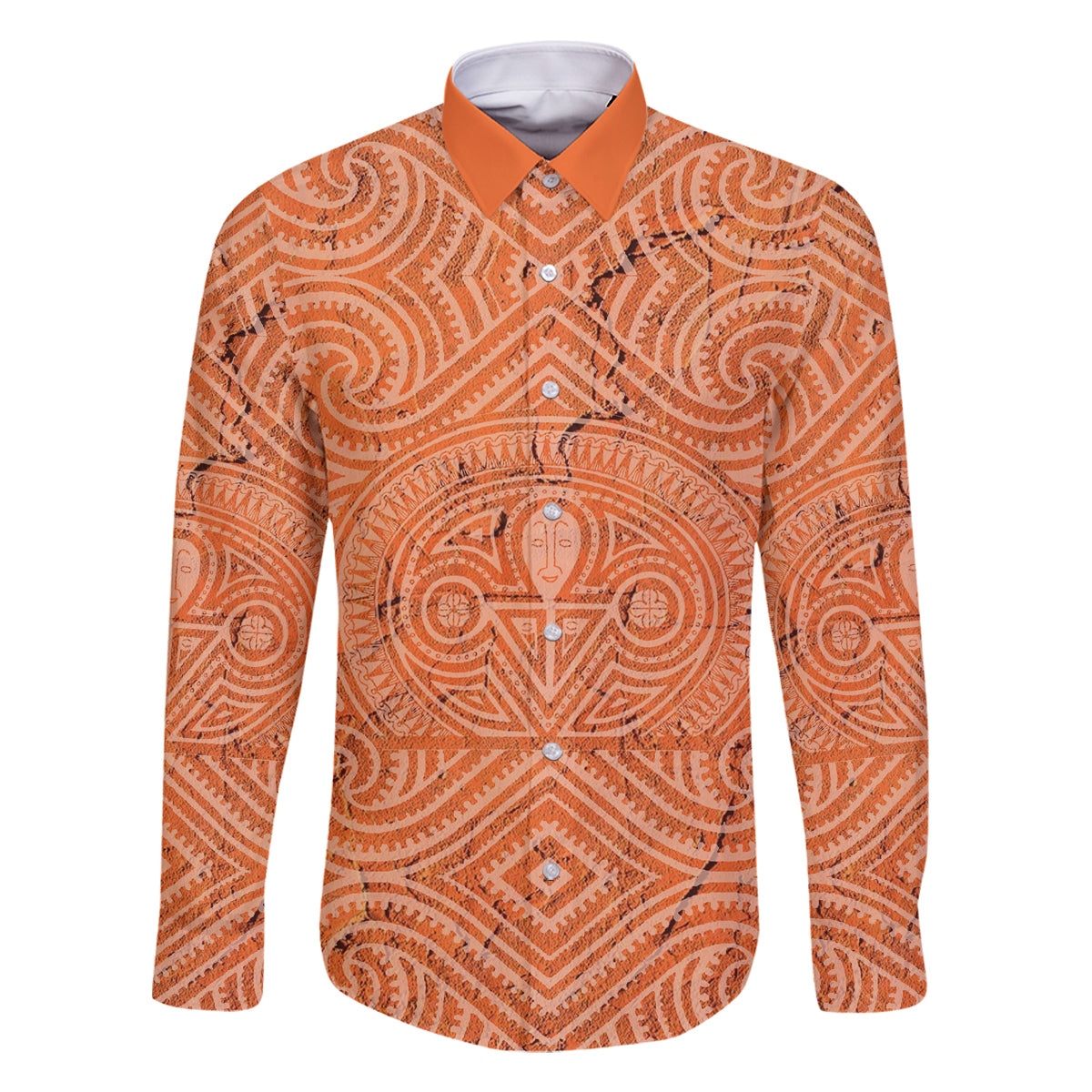 Personalised Lapita Culture Family Matching Long Sleeve Bodycon Dress and Hawaiian Shirt Iconic Double Face Pattern LT05 Dad's Shirt - Long Sleeve Brown - Polynesian Pride
