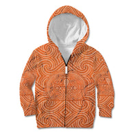 Personalised Lapita Culture Kid Hoodie Iconic Double Face Pattern LT05 Zip Hoodie Brown - Polynesian Pride