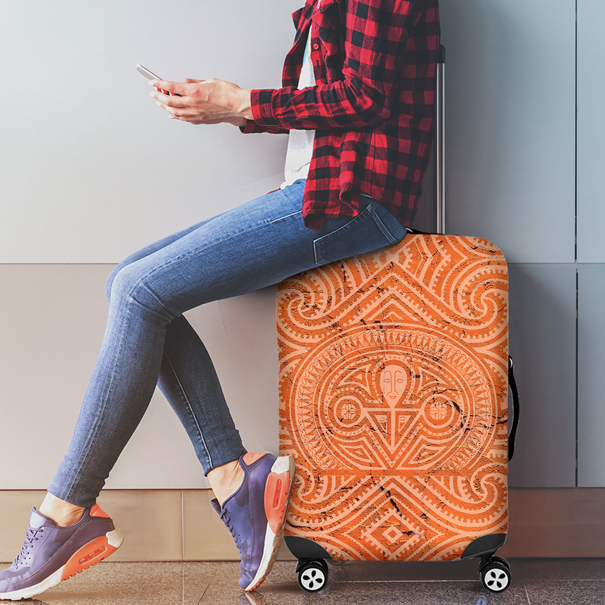 Lapita Culture Luggage Cover Iconic Double Face Pattern LT05 - Polynesian Pride