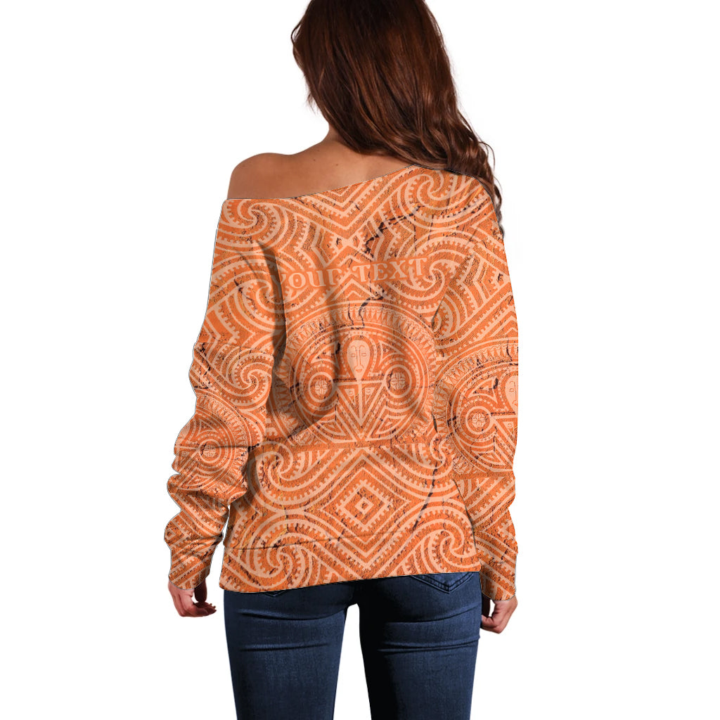 Personalised Lapita Culture Off Shoulder Sweater Iconic Double Face Pattern LT05 - Polynesian Pride