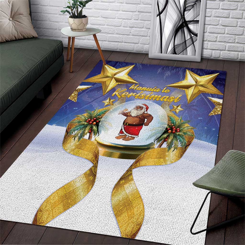 Samoa Christmas Area Rug Snow Globe With Samoan Santa - Polynesian Pride