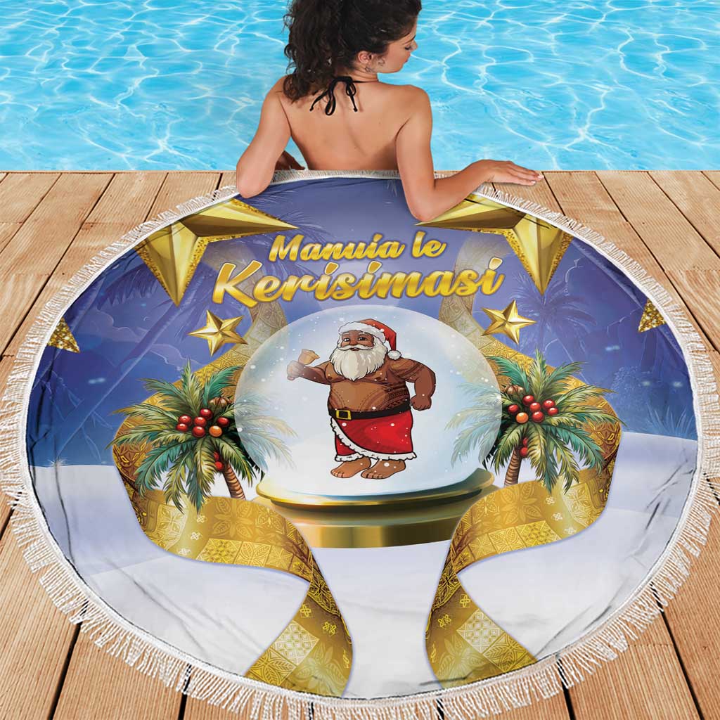 Samoa Christmas Beach Blanket Snow Globe With Samoan Santa - Polynesian Pride