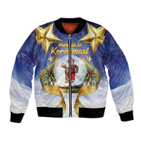 Samoa Christmas Bomber Jacket Snow Globe With Samoan Santa - Polynesian Pride