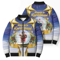 Samoa Christmas Bomber Puffer Jacket Snow Globe With Samoan Santa - Polynesian Pride