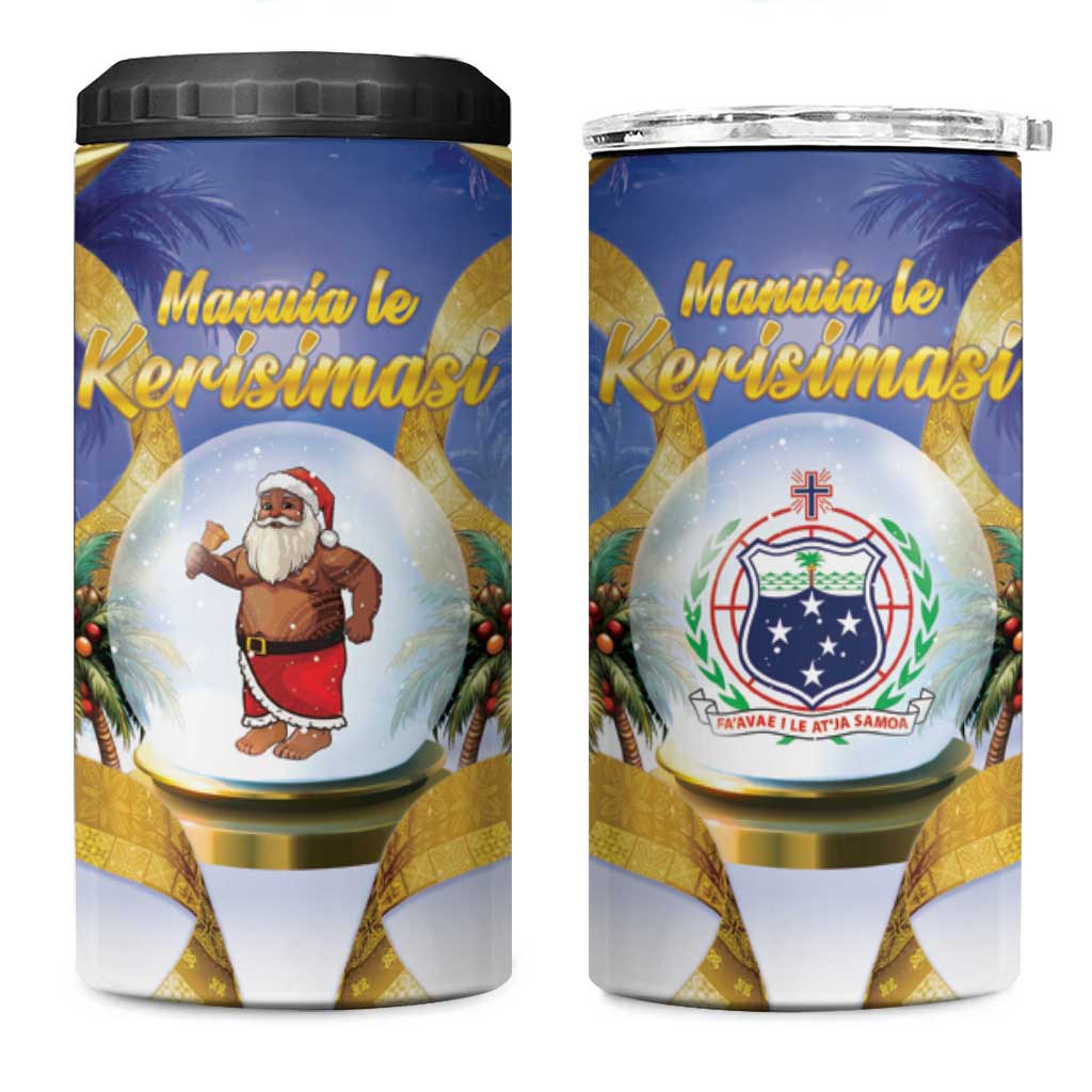 Samoa Christmas 4 in 1 Can Cooler Tumbler Snow Globe With Samoan Santa - Polynesian Pride