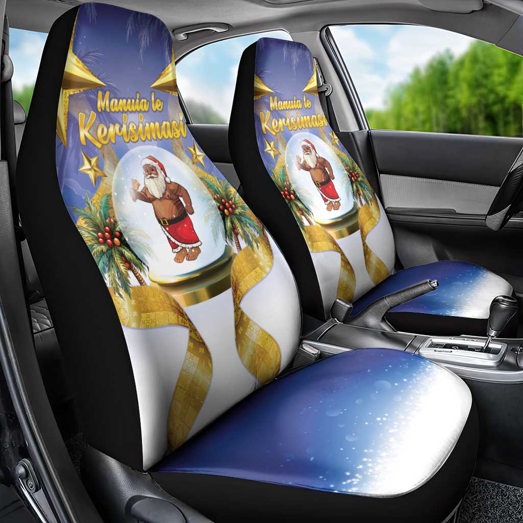 Samoa Christmas Car Seat Cover Snow Globe With Samoan Santa - Polynesian Pride