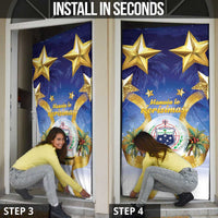 Samoa Christmas Door Cover Snow Globe With Samoan Santa - Polynesian Pride