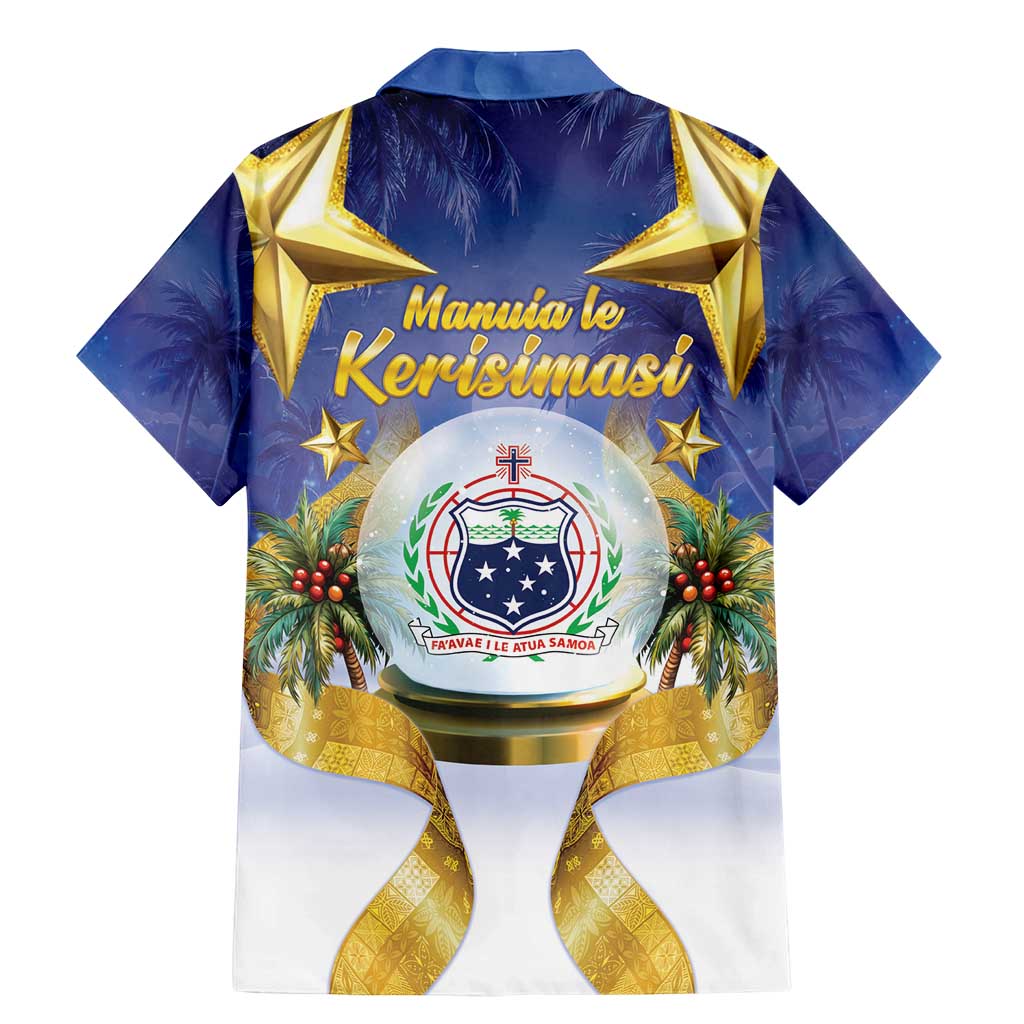 Samoa Christmas Family Matching Mermaid Dress and Hawaiian Shirt Snow Globe With Samoan Santa - undefined