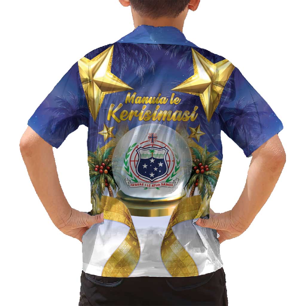 Samoa Christmas Family Matching Off Shoulder Maxi Dress and Hawaiian Shirt Snow Globe With Samoan Santa - Polynesian Pride