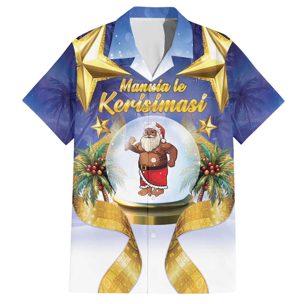 Samoa Christmas Family Matching Short Sleeve Bodycon Dress and Hawaiian Shirt Snow Globe With Samoan Santa - Polynesian Pride