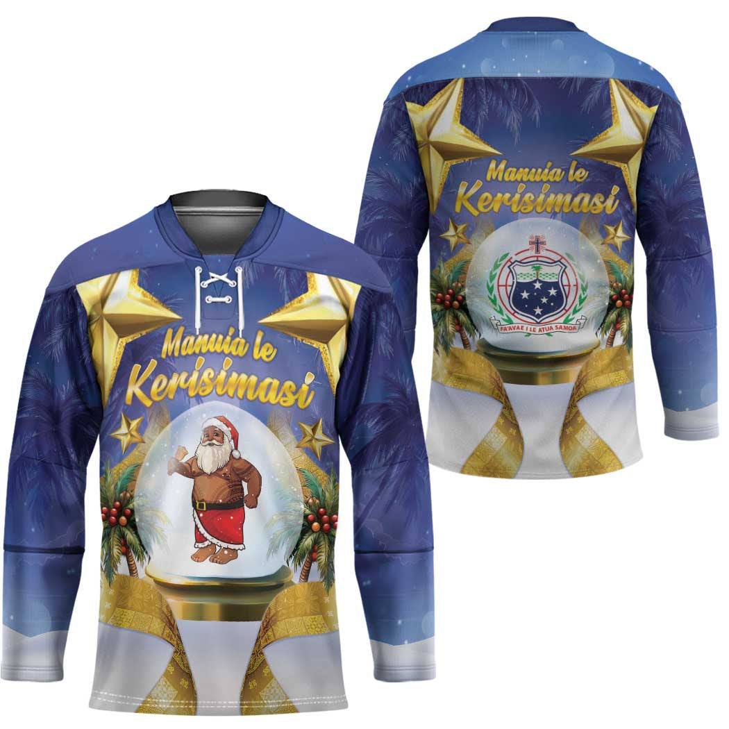 Samoa Christmas Hockey Jersey Snow Globe With Samoan Santa - Polynesian Pride