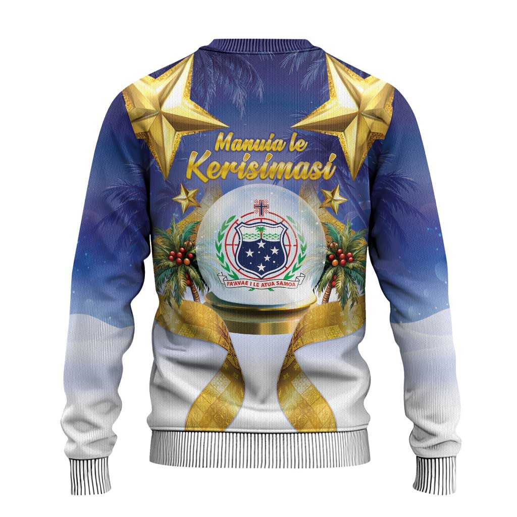 Samoa Christmas Ugly Christmas Sweater Snow Globe With Samoan Santa - Polynesian Pride
