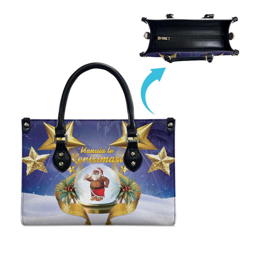 Samoa Christmas Leather Bag Snow Globe With Samoan Santa - Polynesian Pride