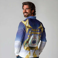 Samoa Christmas Long Sleeve Polo Shirt Snow Globe With Samoan Santa - Polynesian Pride