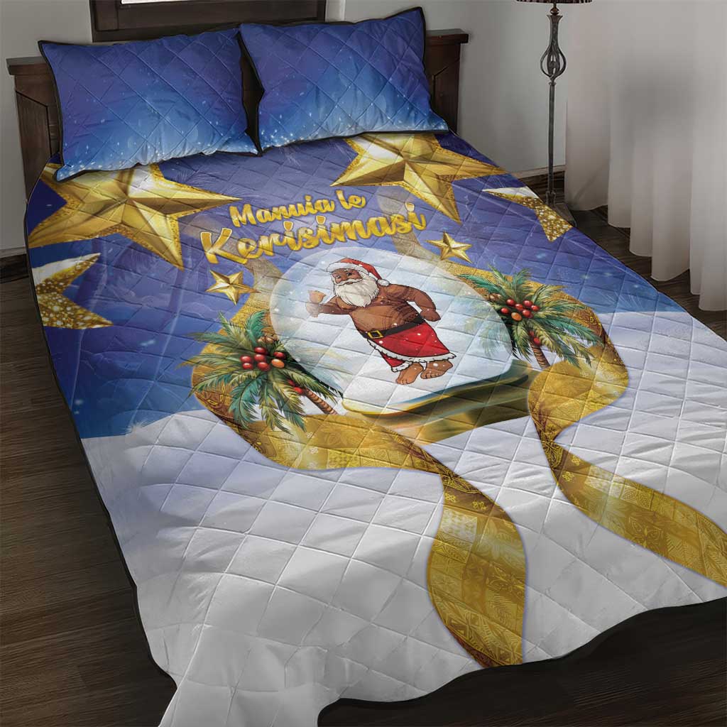 Samoa Christmas Quilt Bed Set Snow Globe With Samoan Santa - Polynesian Pride