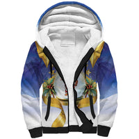 Samoa Christmas Sherpa Hoodie Snow Globe With Samoan Santa - Polynesian Pride