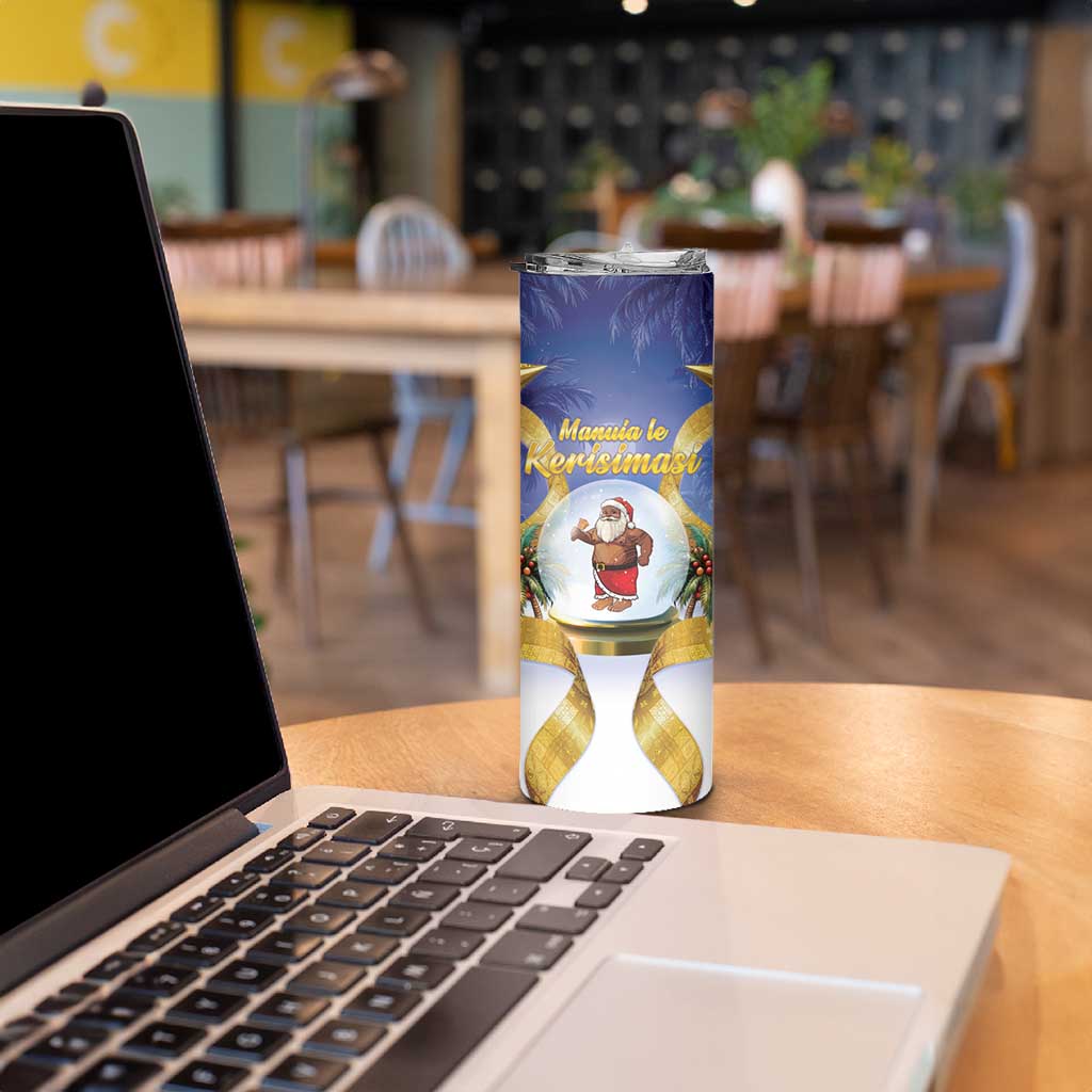 Samoa Christmas Skinny Tumbler Snow Globe With Samoan Santa - Polynesian Pride