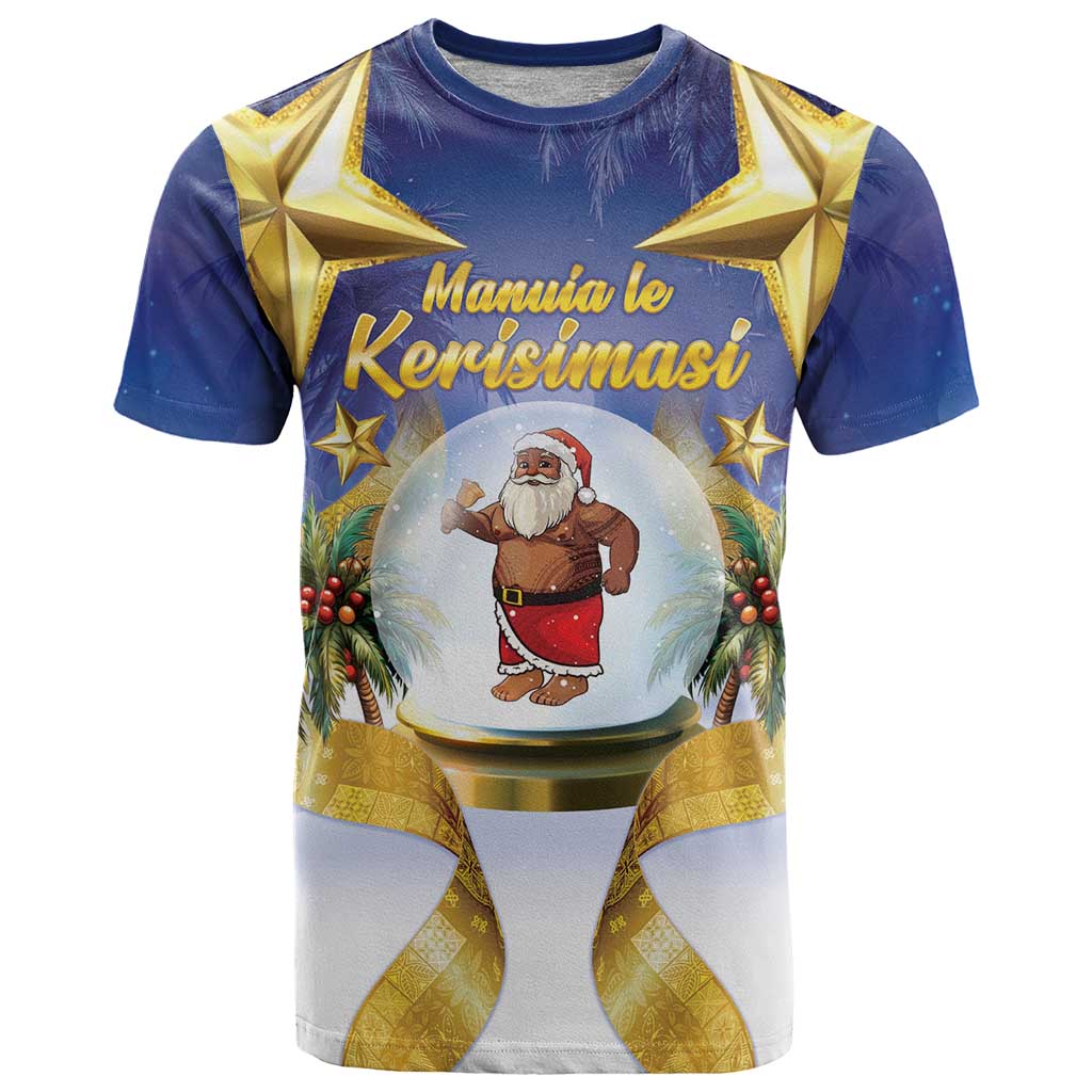 Samoa Christmas T Shirt Snow Globe With Samoan Santa - Polynesian Pride
