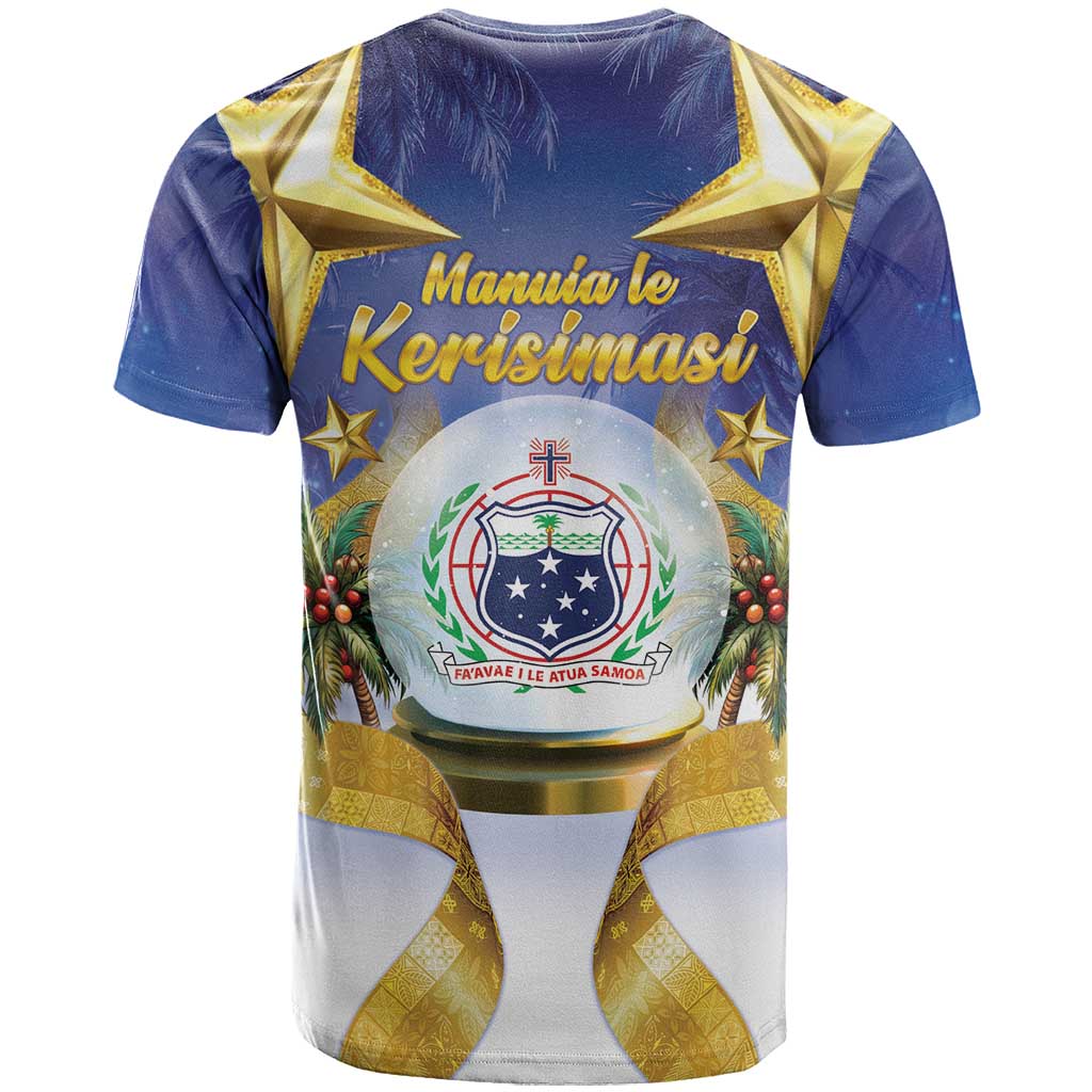 Samoa Christmas T Shirt Snow Globe With Samoan Santa - Polynesian Pride