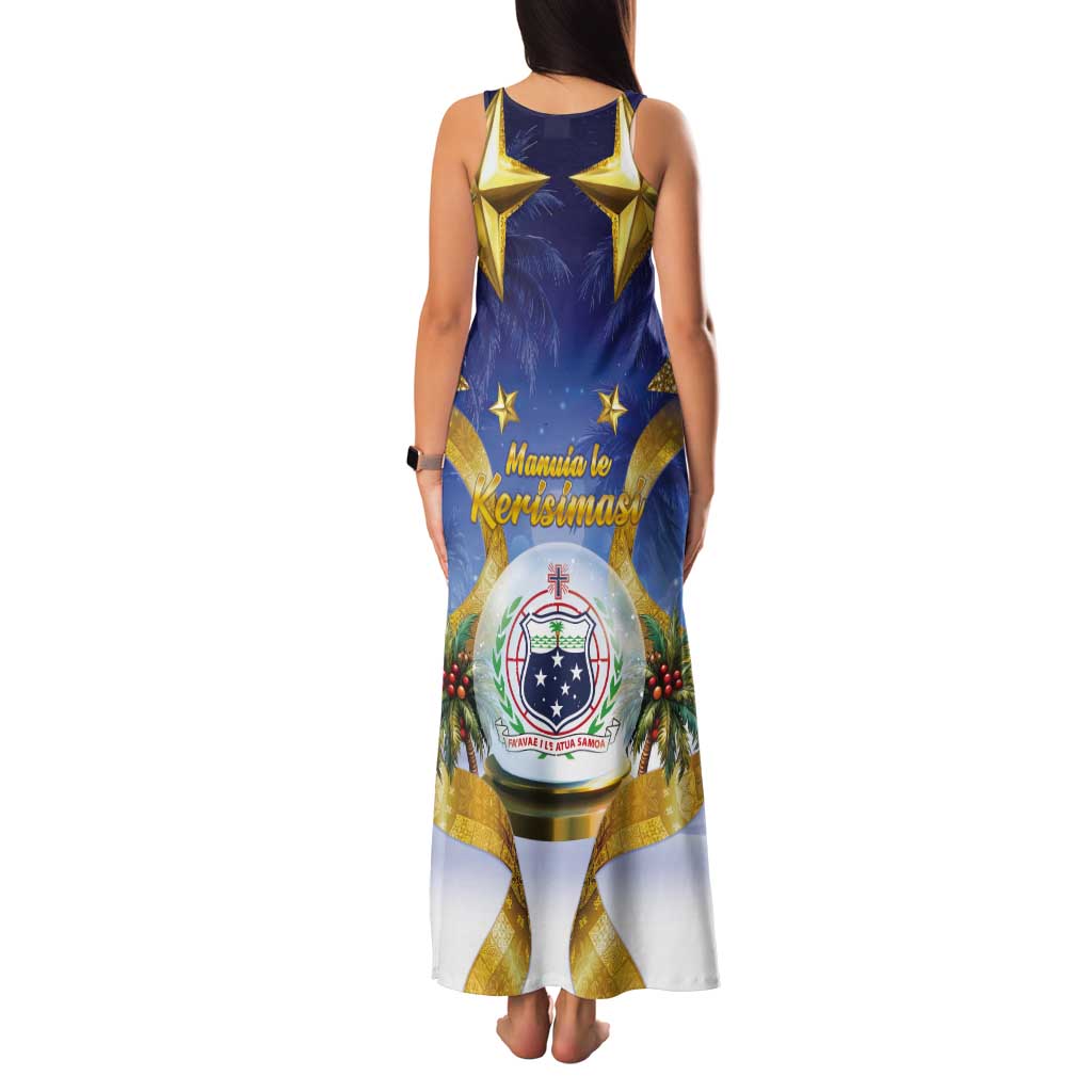 Samoa Christmas Tank Maxi Dress Snow Globe With Samoan Santa - Polynesian Pride