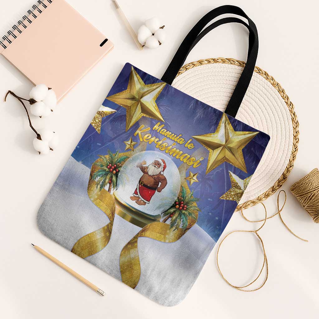 Samoa Christmas Tote Bag Snow Globe With Samoan Santa - Polynesian Pride