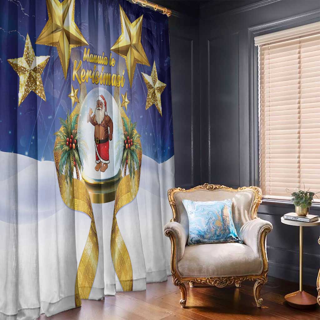 Samoa Christmas Window Curtain Snow Globe With Samoan Santa - Polynesian Pride