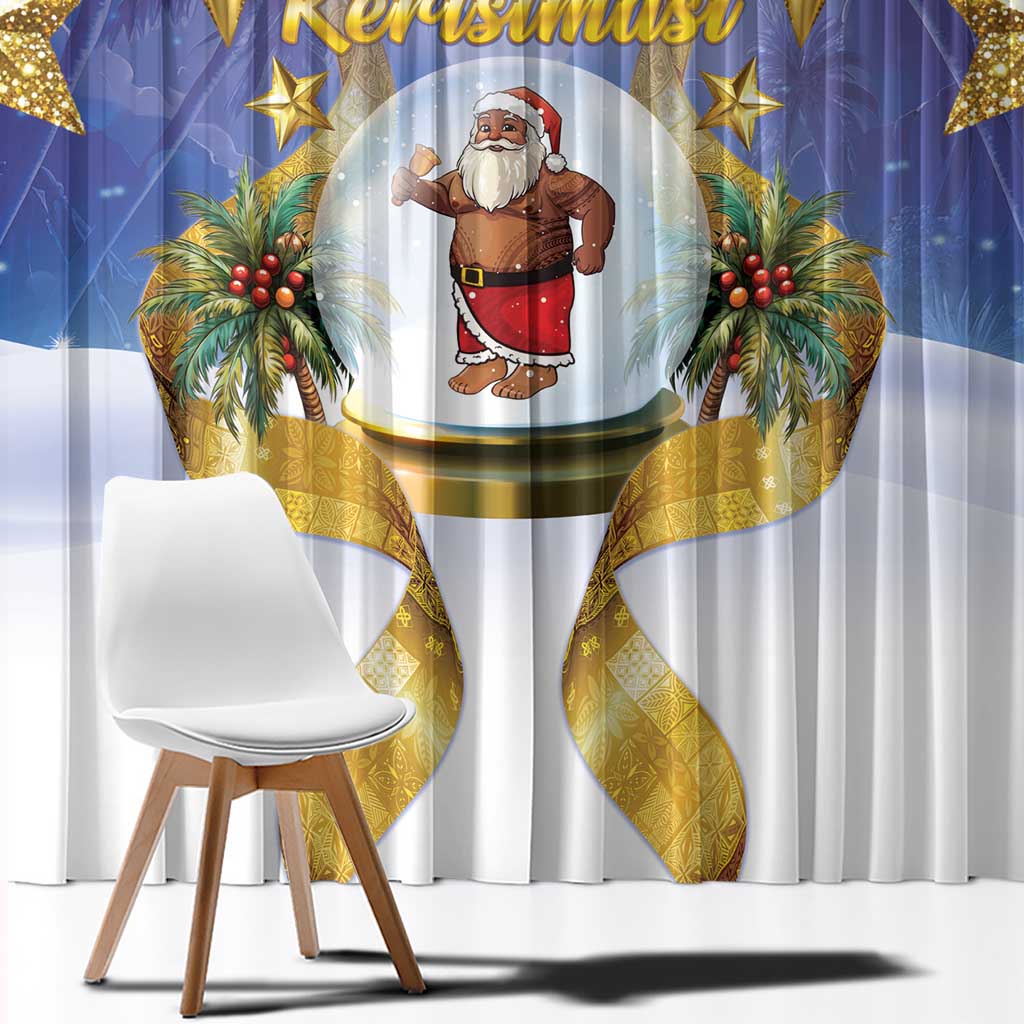 Samoa Christmas Window Curtain Snow Globe With Samoan Santa - Polynesian Pride