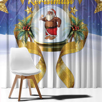 Samoa Christmas Window Curtain Snow Globe With Samoan Santa - Polynesian Pride