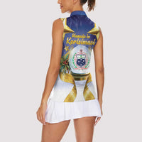 Samoa Christmas Women Sleeveless Polo Shirt Snow Globe With Samoan Santa - Polynesian Pride