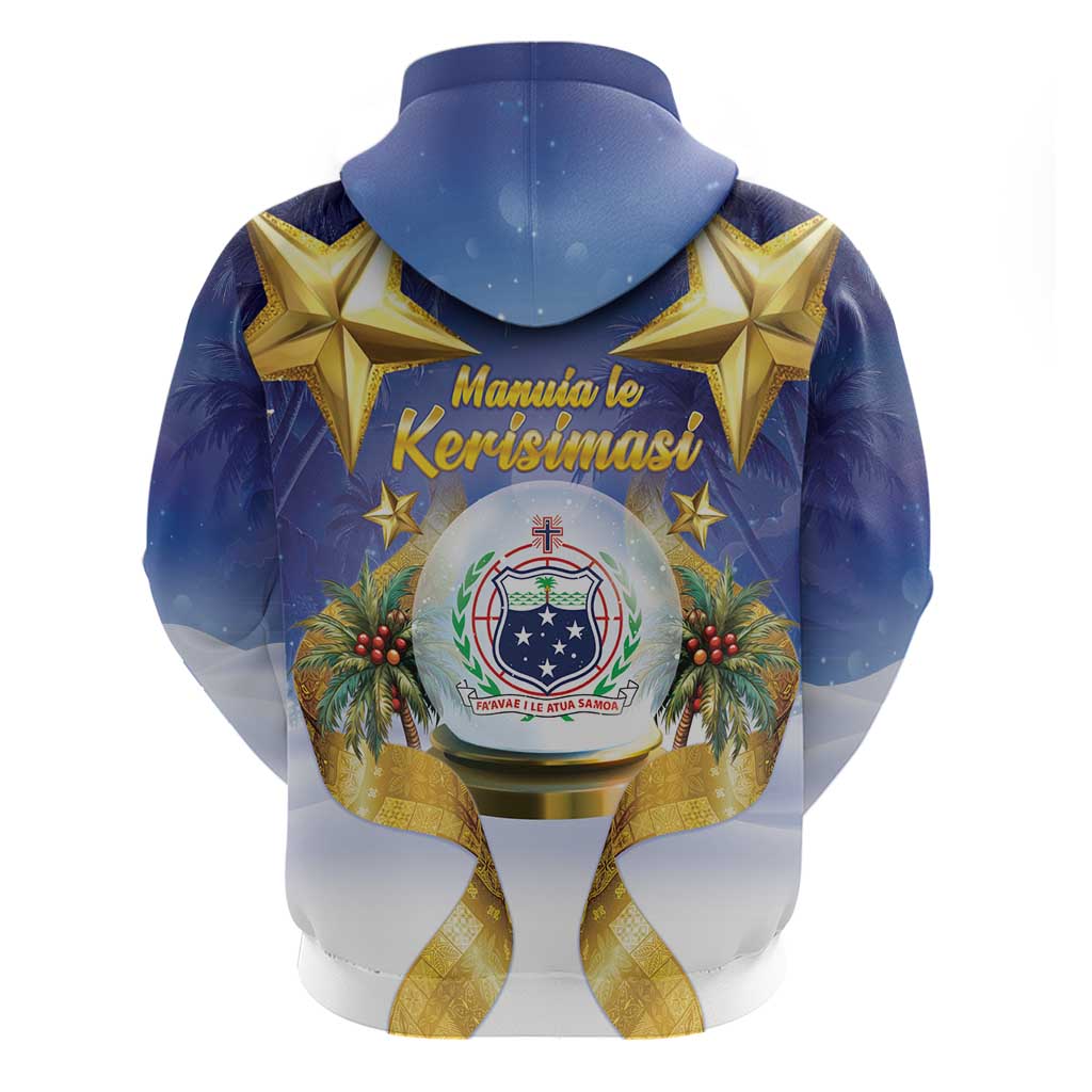 Samoa Christmas Zip Hoodie Snow Globe With Samoan Santa - Polynesian Pride