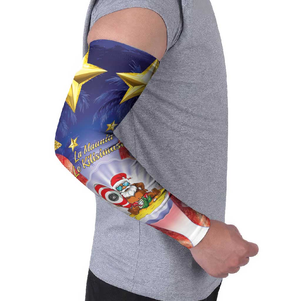 American Samoa Christmas Arm Sleeves Seashell Santa Beach Vibes - Polynesian Pride