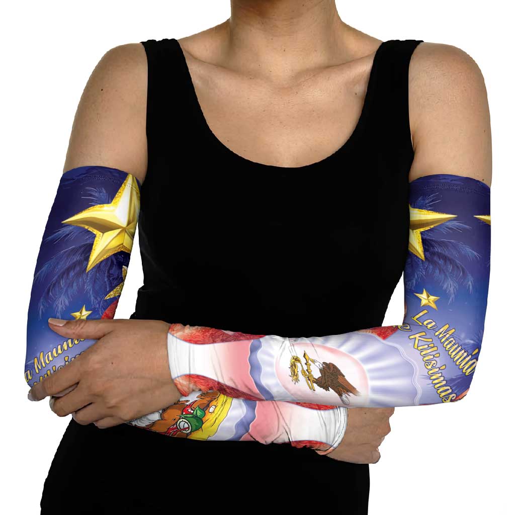 American Samoa Christmas Arm Sleeves Seashell Santa Beach Vibes - Polynesian Pride