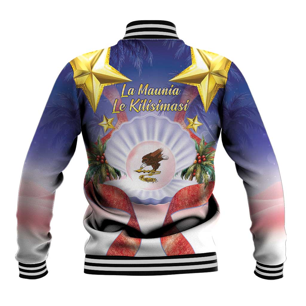 American Samoa Christmas Baseball Jacket Seashell Santa Beach Vibes - Polynesian Pride