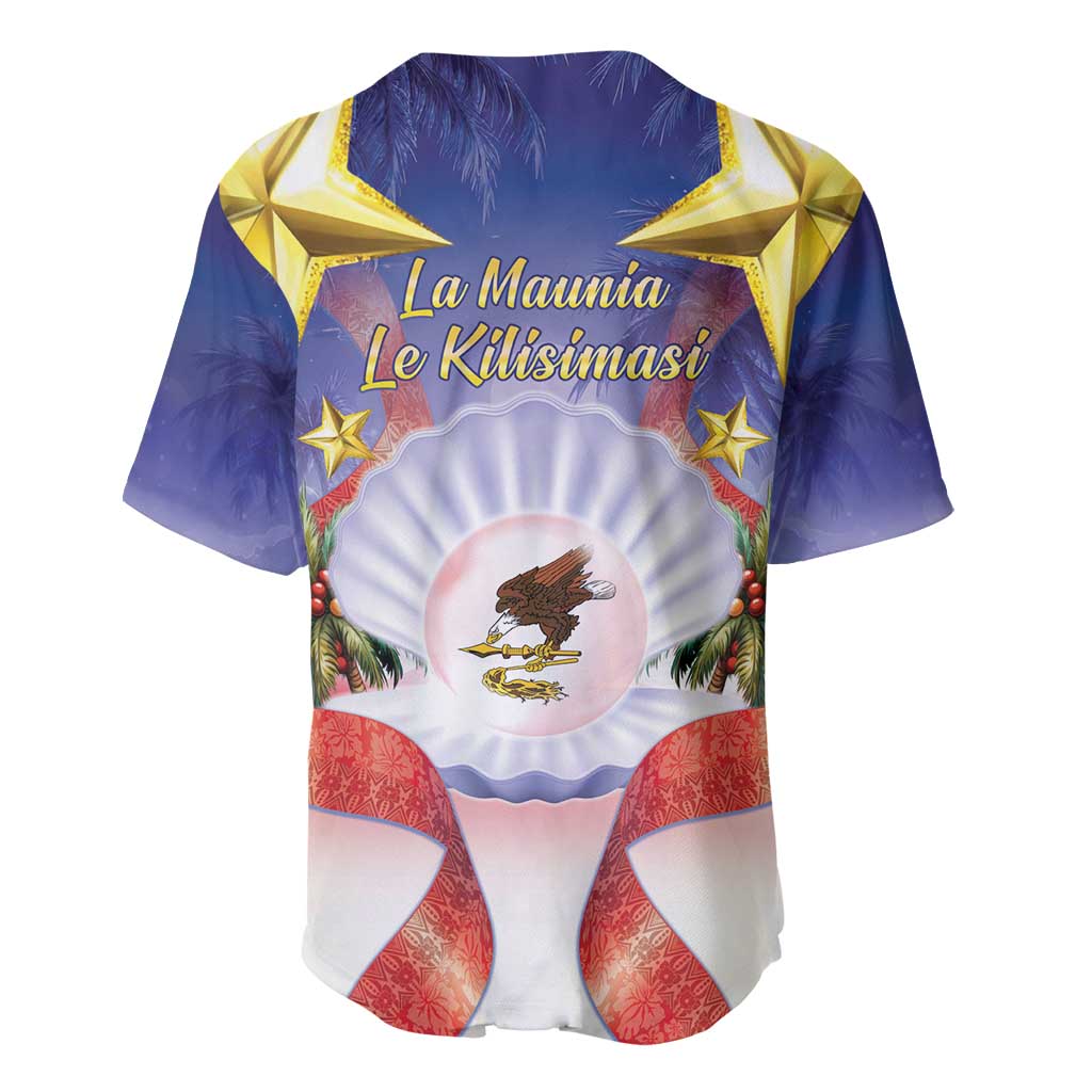 American Samoa Christmas Baseball Jersey Seashell Santa Beach Vibes - Polynesian Pride