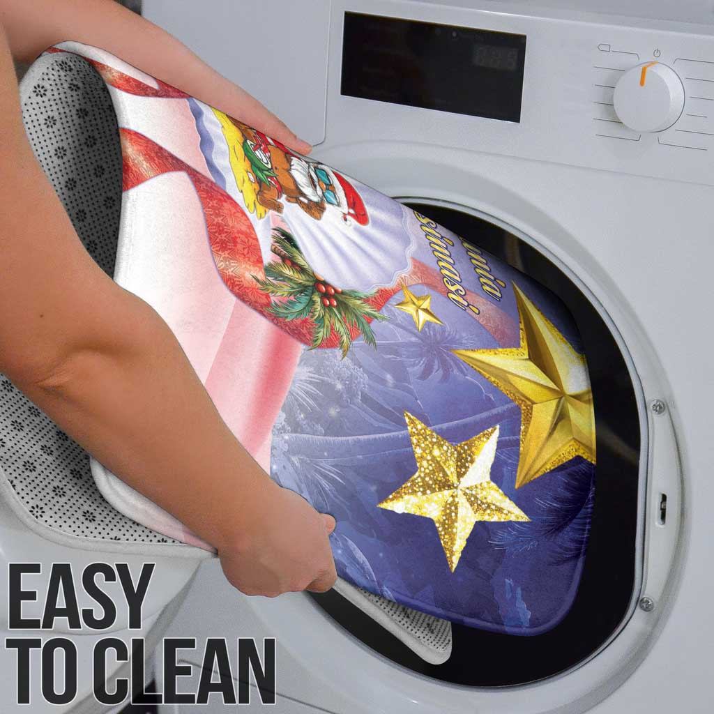 American Samoa Christmas Bathroom Set Seashell Santa Beach Vibes - Polynesian Pride