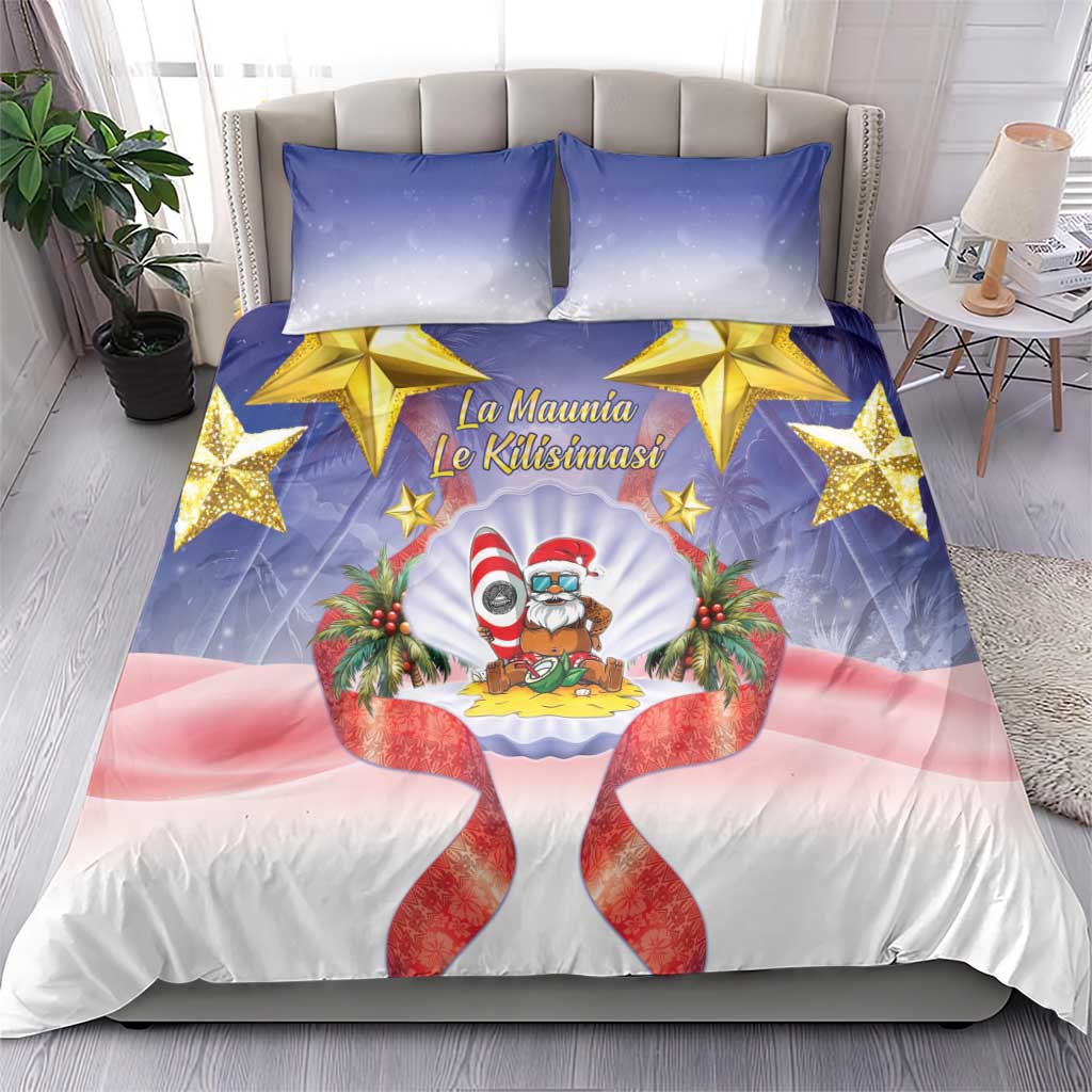 American Samoa Christmas Bedding Set Seashell Santa Beach Vibes - Polynesian Pride
