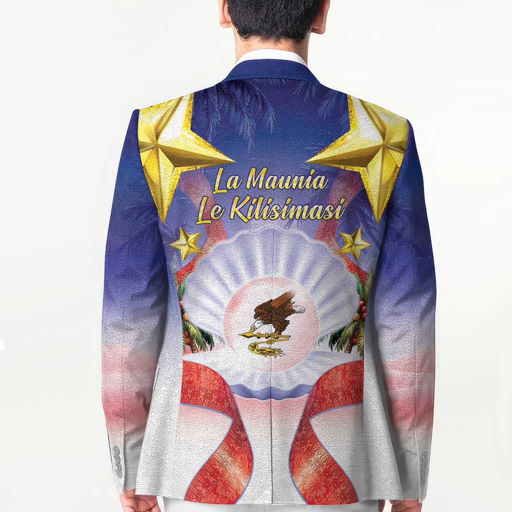 American Samoa Christmas Blazer Seashell Santa Beach Vibes - Polynesian Pride