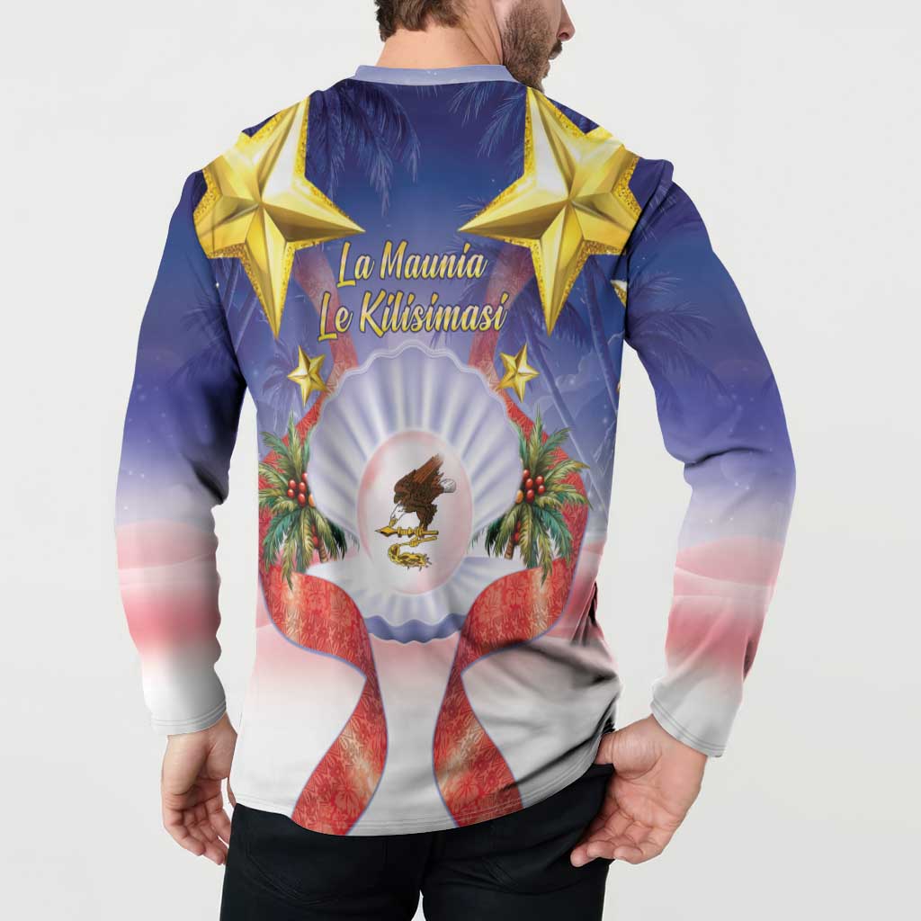 American Samoa Christmas Button Sweatshirt Seashell Santa Beach Vibes - Polynesian Pride