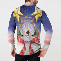 American Samoa Christmas Button Sweatshirt Seashell Santa Beach Vibes - Polynesian Pride