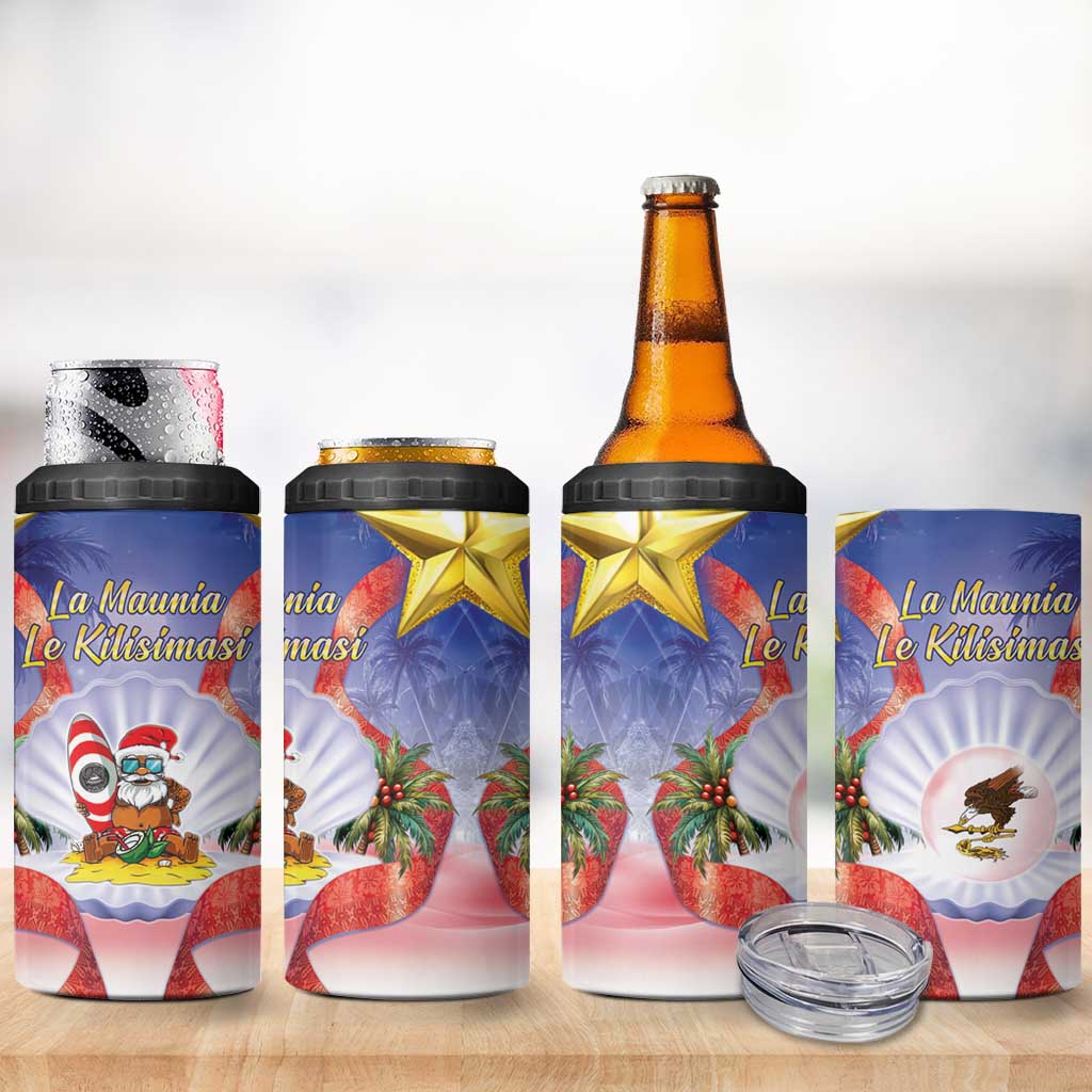 American Samoa Christmas 4 in 1 Can Cooler Tumbler Seashell Santa Beach Vibes - Polynesian Pride