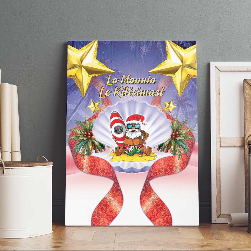 American Samoa Christmas Canvas Wall Art Seashell Santa Beach Vibes - Polynesian Pride