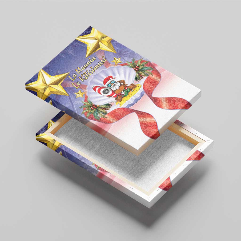 American Samoa Christmas Canvas Wall Art Seashell Santa Beach Vibes - Polynesian Pride