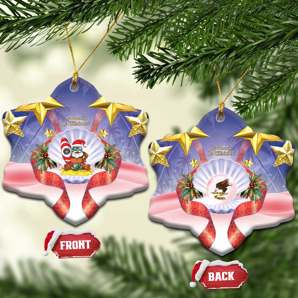 American Samoa Christmas Ceramic Ornament Seashell Santa Beach Vibes - Polynesian Pride