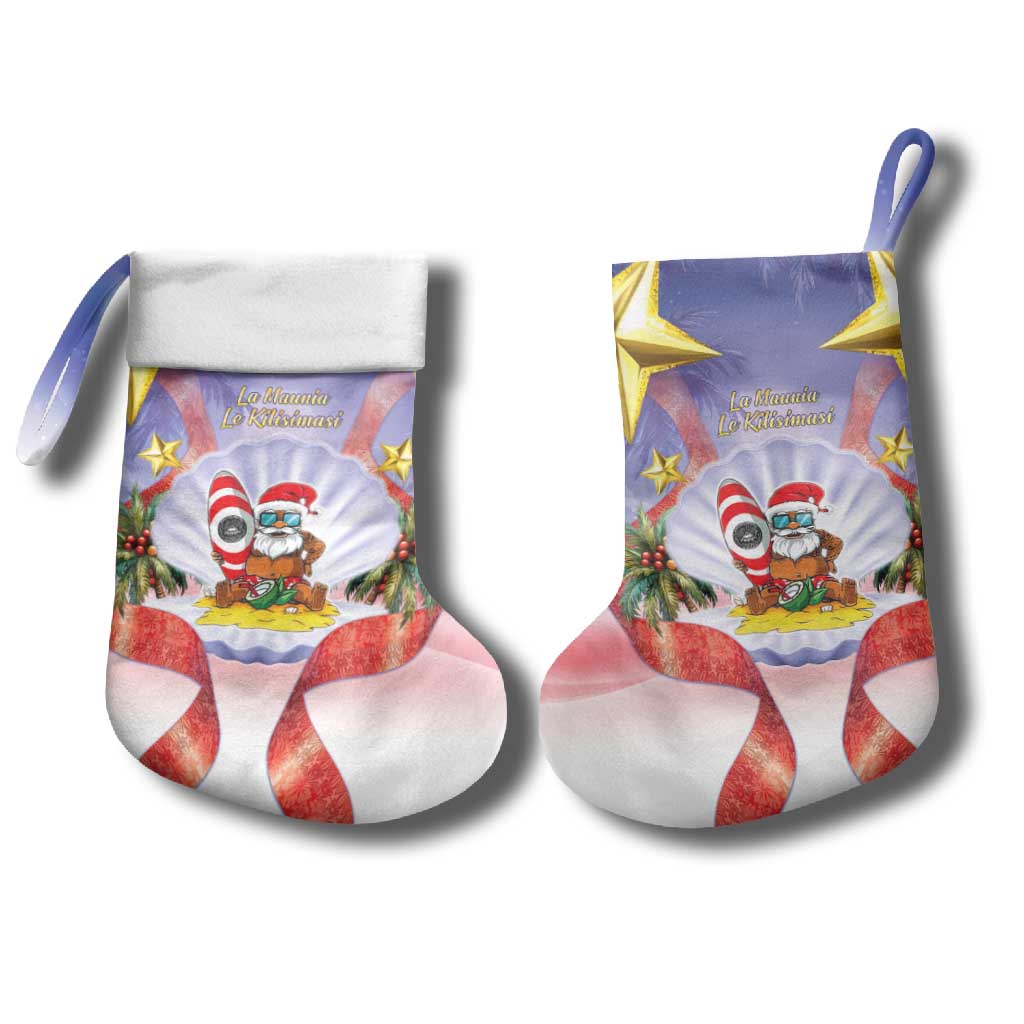 American Samoa Christmas Stocking Seashell Santa Beach Vibes - Polynesian Pride