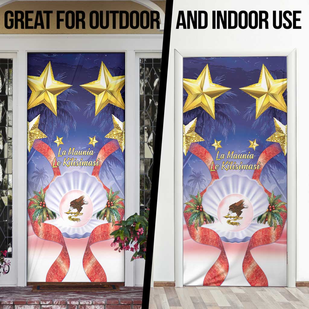 American Samoa Christmas Door Cover Seashell Santa Beach Vibes - Polynesian Pride