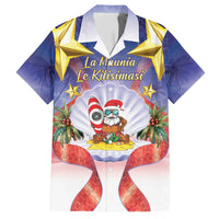 American Samoa Christmas Family Matching Off Shoulder Short Dress and Hawaiian Shirt Seashell Santa Beach Vibes - Polynesian Pride