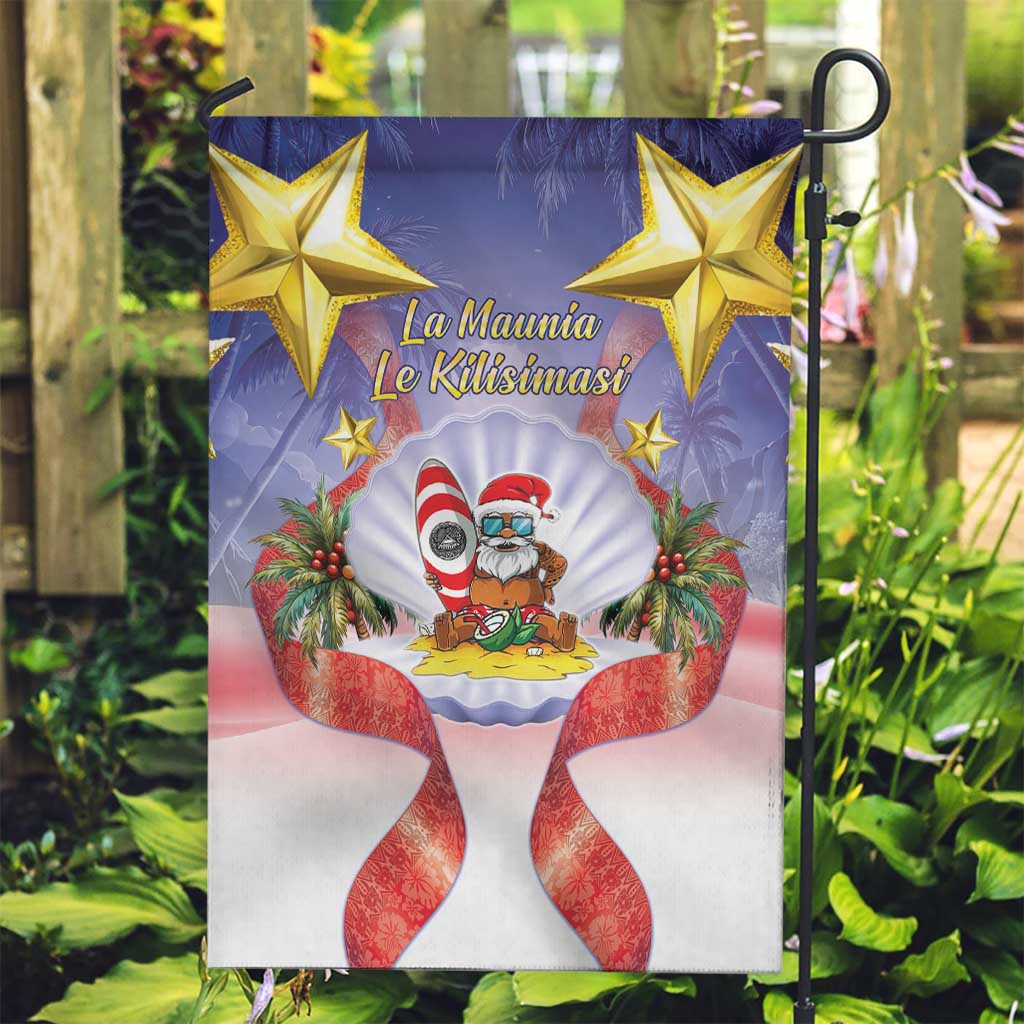 American Samoa Christmas Garden Flag Seashell Santa Beach Vibes - Polynesian Pride